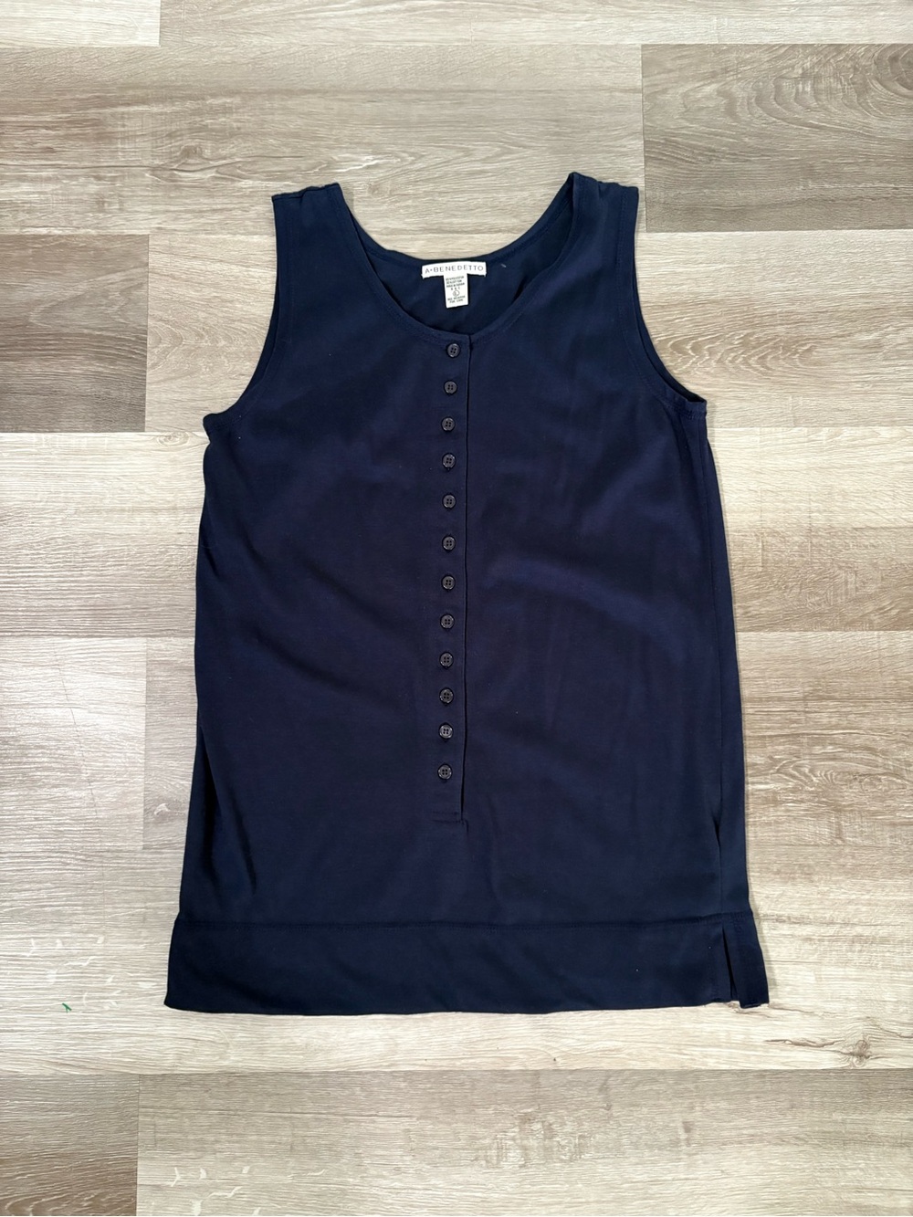 A. Benedetto Punto Black Button-Front Sleeveless Blouse Tank
